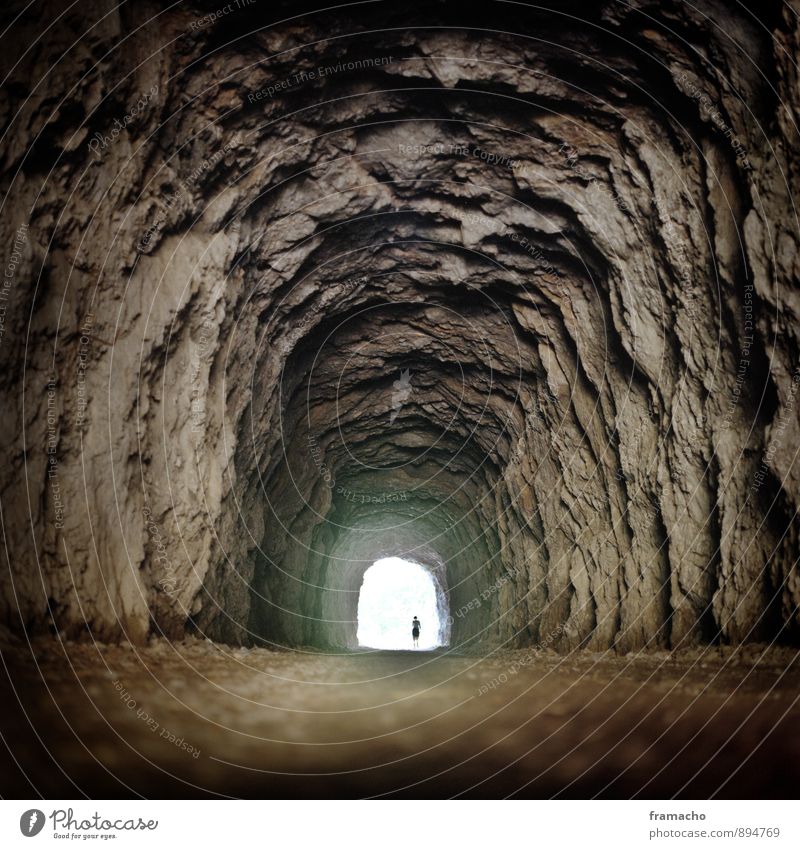 tunnels Adventure Expedition Hiking Human being 1 Nature Elements Earth Rock Cave Tunnel Tunnel vision Stone Sand Discover Exceptional Threat Dark Fantastic