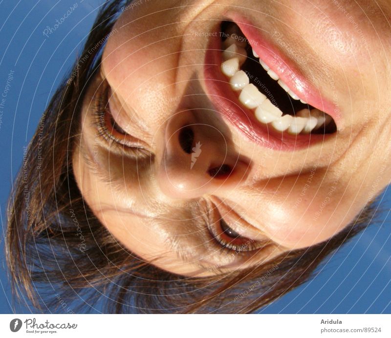 vvVVVVVvv Grimace Dangerous Woman Fear Panic Face Mouth Bite Threat Sky Blue Teeth
