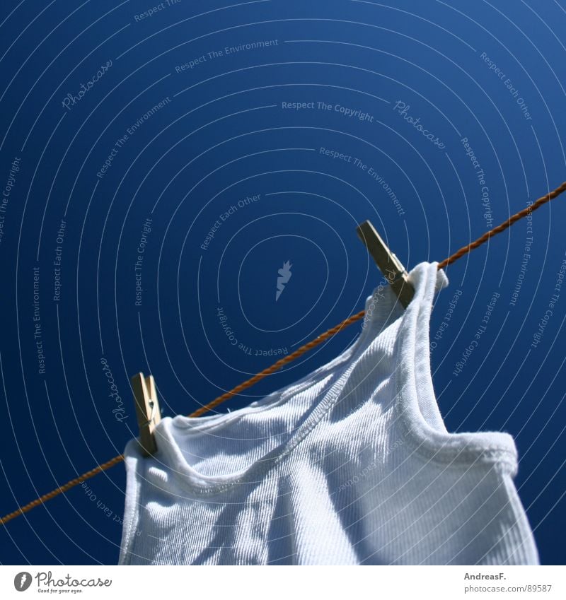 White Giant Laundry Dry Clothesline Washing day Washer Clothes peg Holder Undershirt Shirt Fine rib Underwear Clean Summer Physics Clothing Rope Sky Blue sky