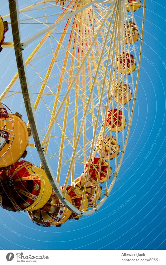 In the sky is fair 3 Fairs & Carnivals Ferris wheel Airplane Aspire Round Family outing Iron Showman Services Joy Sky Blue Circle Tall Level Metal Infancy