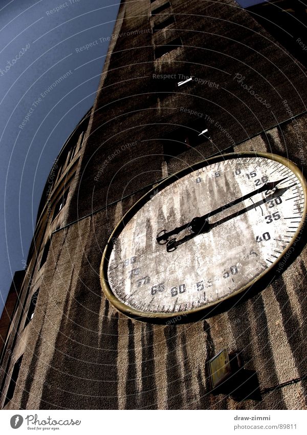 gasometer Gasometer Dresden Industrial Photography Industry old large building measuring device black clock