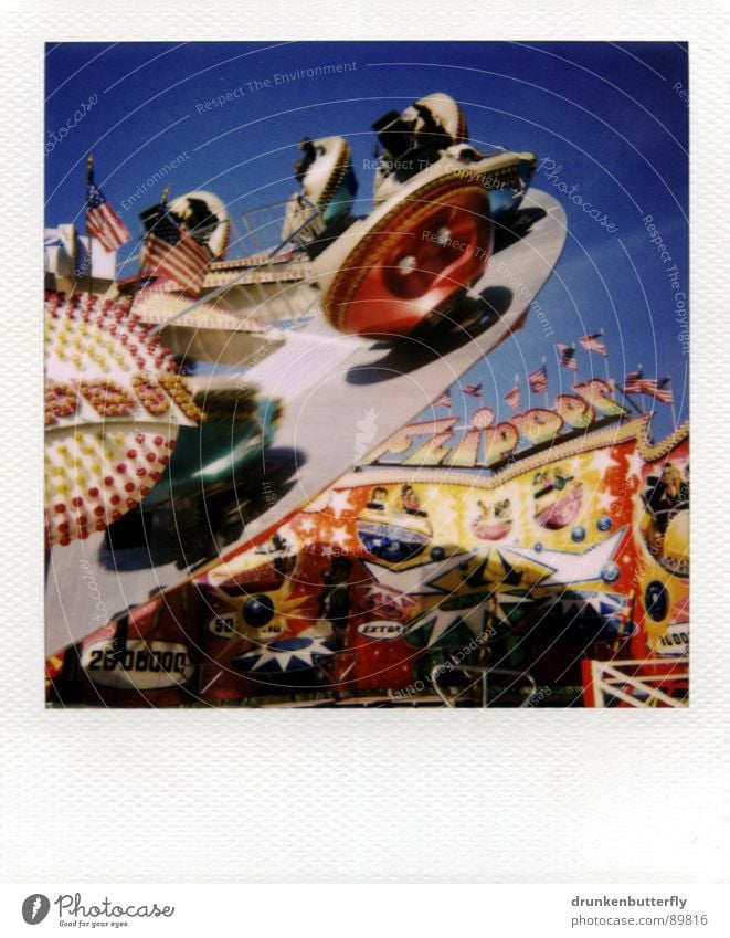 woooosh Fairs & Carnivals Carousel Rotate Giddy Circle Air Playing Sky Blue Polaroid Joy Flying