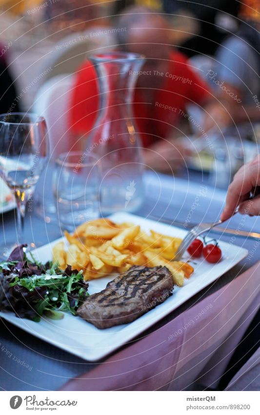 Steak&Pommes. Lifestyle Luxury Elegant Style Exotic Joy Esthetic Steakhouse French fries Unhealthy Delicious Calorie Rich in calories Meal Dish Food photograph