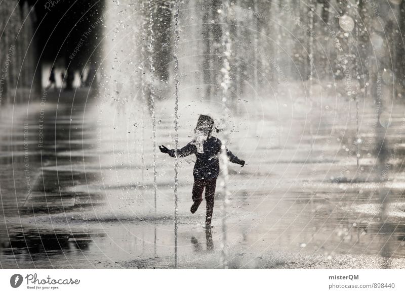 Water Dance I Art Esthetic Contentment Drops of water Surface of water Water reflection Whirlpool Fountain Summery Infancy Childhood memory Children's game