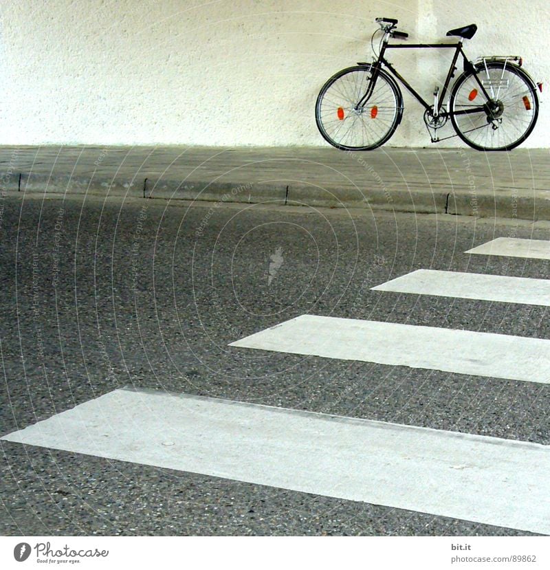 STAND IN THE WAY... Bicycle Driving Zebra crossing Break Hold To hold on Relaxation Pedestrian Cycle path Sidewalk Racing cycle Motorcyclist Mountain bike