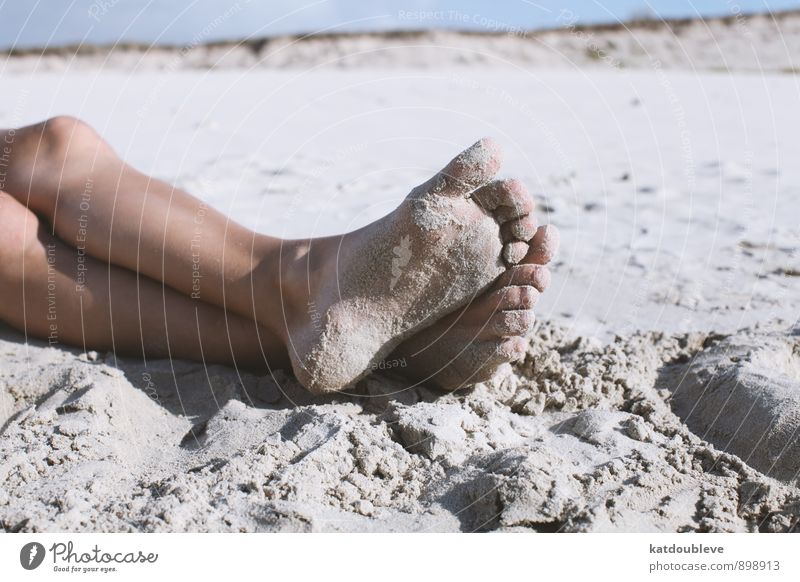 pieds Nature Earth Sand Summer Beautiful weather Coast Lakeside Beach Swimming & Bathing To enjoy Hang Lie Naked Joy Happiness Contentment Serene Calm