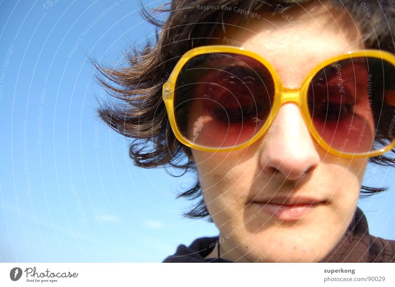 Sun Young woman Youth (Young adults) Adults 18 - 30 years Sunglasses Closed eyes Portrait photograph Face of a woman Woman`s head Partially visible