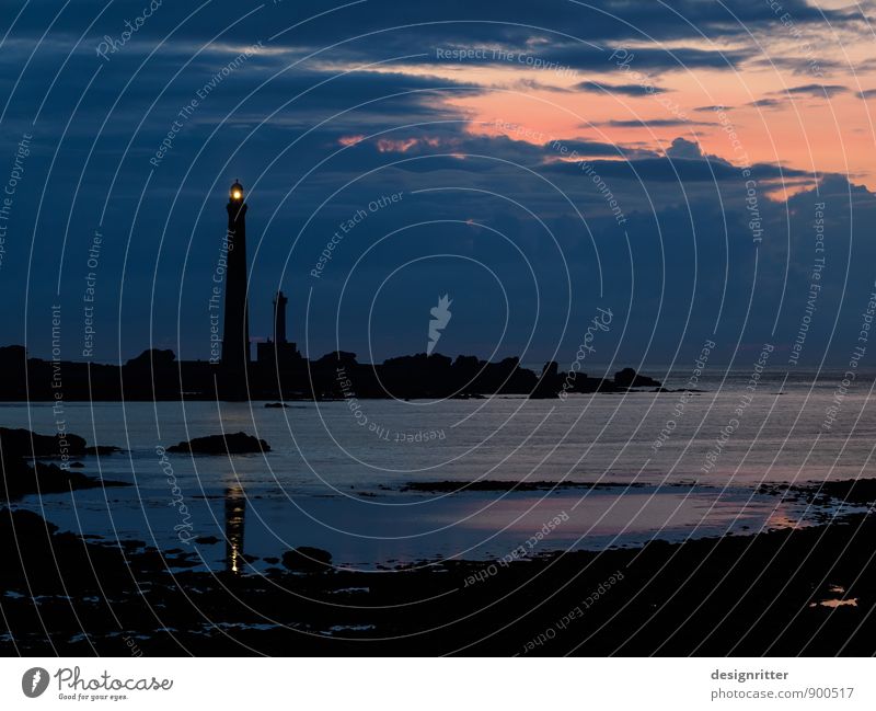wanderlust Vacation & Travel Far-off places Summer Beach Ocean Night life Brittany Finistere Tower Lighthouse Navigation Beacon Illuminate Threat Dark Bright
