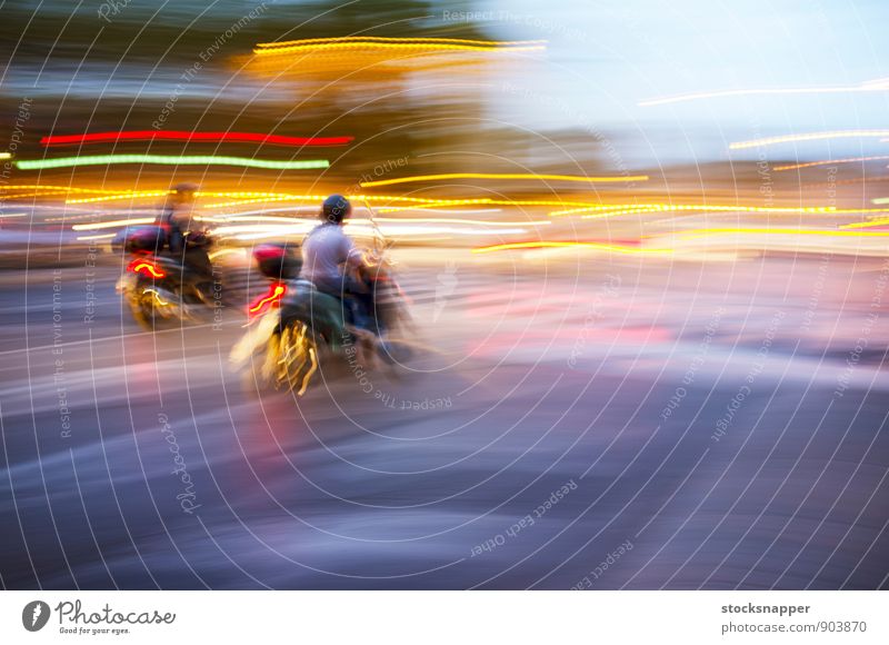 Scooters Vehicle Blur Movement Transport Speed Rome Italy Town Light Street bike Abstract City life riding swift Human being Rider Driving