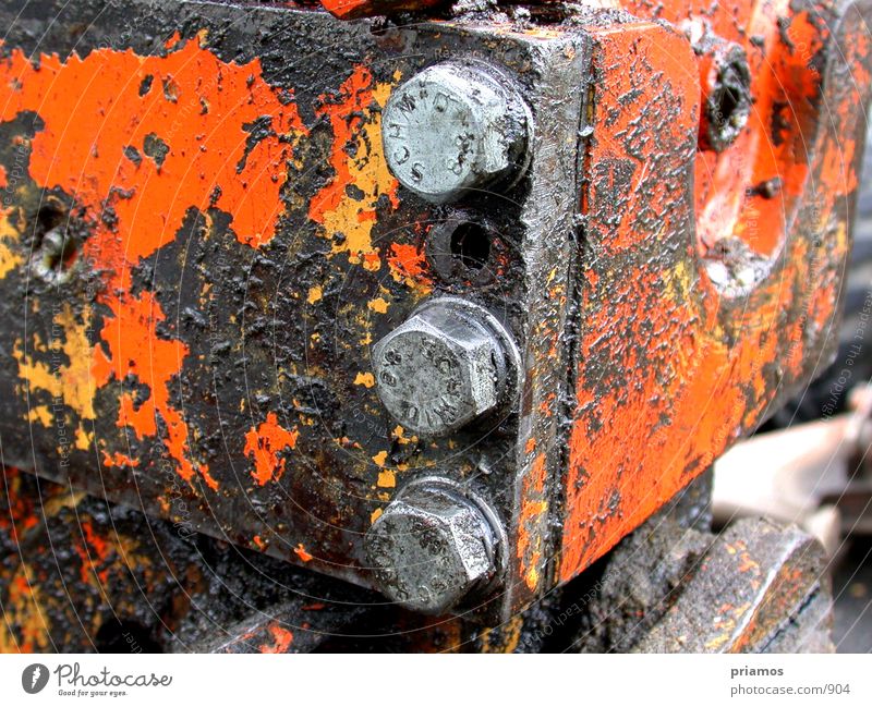 dirty orange Excavator Crane Electrical equipment Technology Dirty Screw Rust Orange
