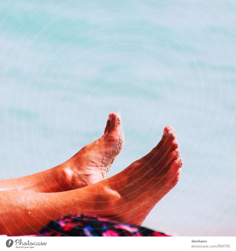 just lie in the sun Vacation & Travel Summer Beach Ocean Feet Beautiful weather Sand To enjoy Lie Glittering Naked Wet Thin Brown Contentment Wanderlust