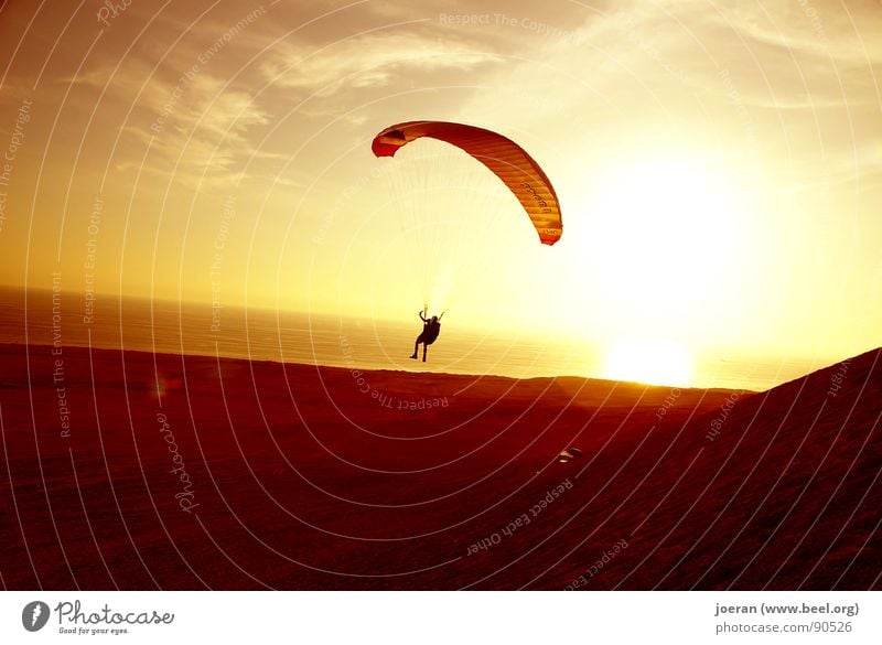 Paragliding II Evening Sunset Beginning Depart Infinity Weightlessness Hover Aviation Funsport South America Sports Desert human dream Dusk
