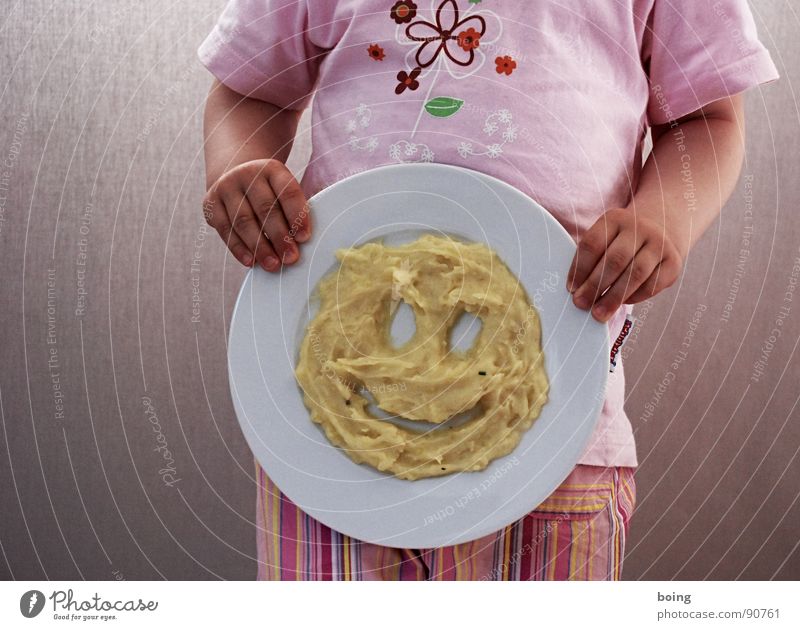 It's not tasty, there is :( Plate Puree Laughter Nutrition Face Mashed potatoes Child Kiddy's plate Smiley Head Joy Vegetarian diet Toddler paste Potatoes