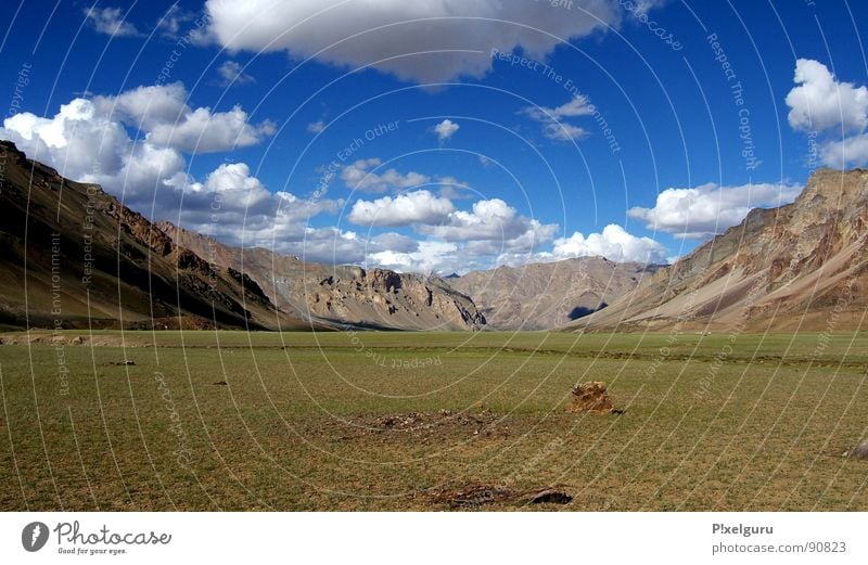 Ladakh India Grass Meadow Jammu, Ladakh, Kashmir Clouds Hiking Horizon Mountain Himalayas North heaven