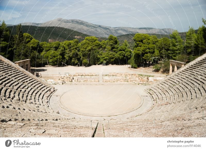 Theatre of Epidauros Vacation & Travel Tourism Trip Sightseeing Summer Summer vacation Mountain Epydaurus Greece Manmade structures Architecture