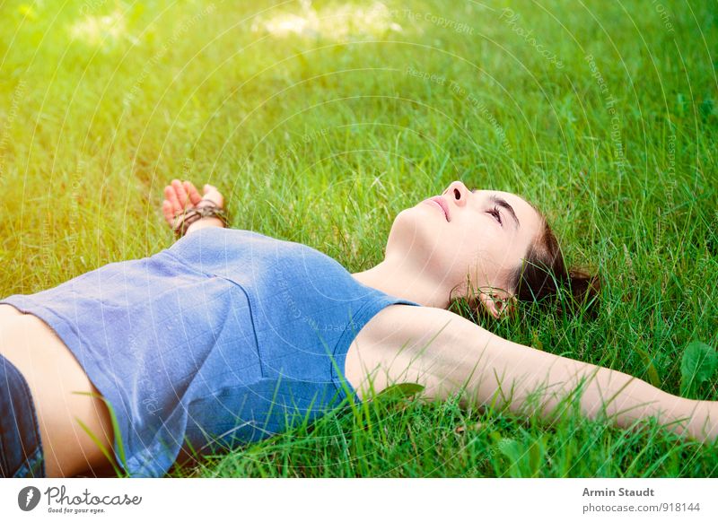 relaxation Lifestyle Happy Healthy Harmonious Contentment Relaxation Human being Woman Adults Youth (Young adults) 1 13 - 18 years Child Nature Spring Summer