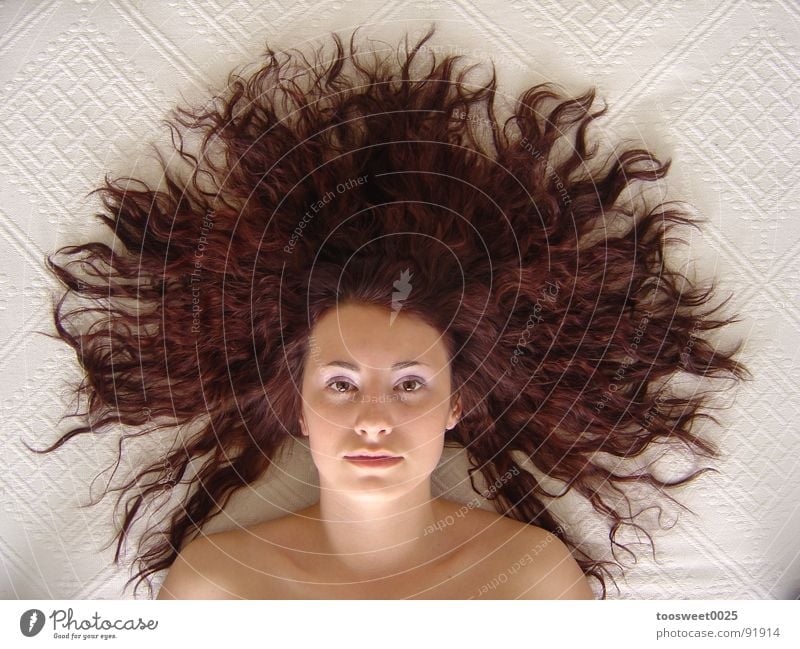 Electric Hair Woman White Brown Bird's-eye view Concentrate Human being Hair and hairstyles Face