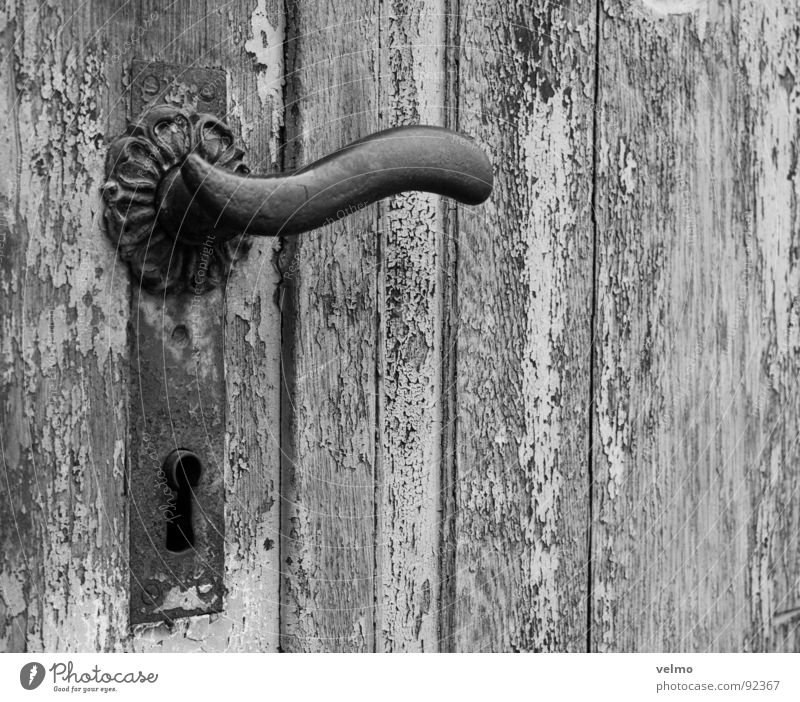 door handle Door handle Decline Patina Keyhole Rosette Wood Flake off Derelict Old Rust