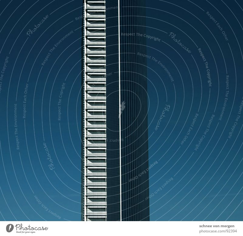 degree straight vertical High-rise Vertical Frankfurt Landmark Monument Sky Blue Tall