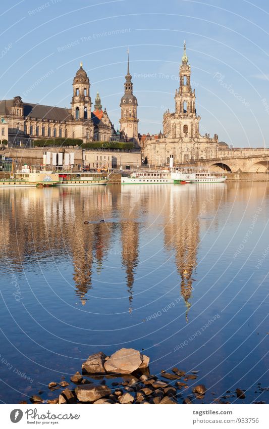 morning rest Reflection Dresden Elbe Steamer Morning Sunrise Town Germany Vacation & Travel Water Idyll Heavenly Paradisical Nature Architecture Saxony