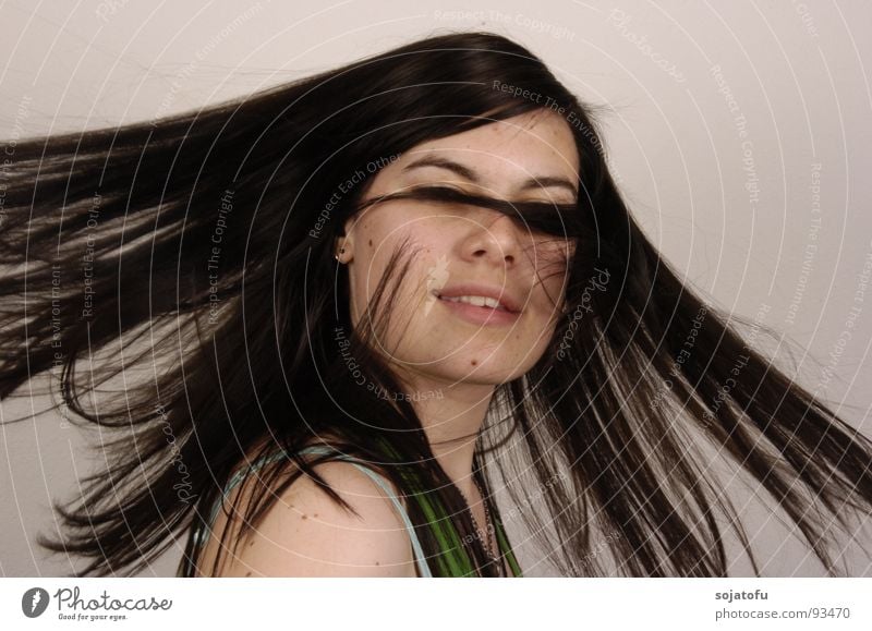 Swing by rotation Woman Rotate Rotation Black-haired Hair and hairstyles Flying hair swinging hair fly Mole