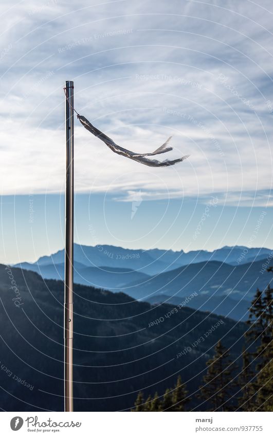 South Southwest Flying sports Windsock Vane Nature Sky Clouds Summer Autumn Beautiful weather Hill Alps Mountain Steel Thin Simple Infinity Cold Blue Judder
