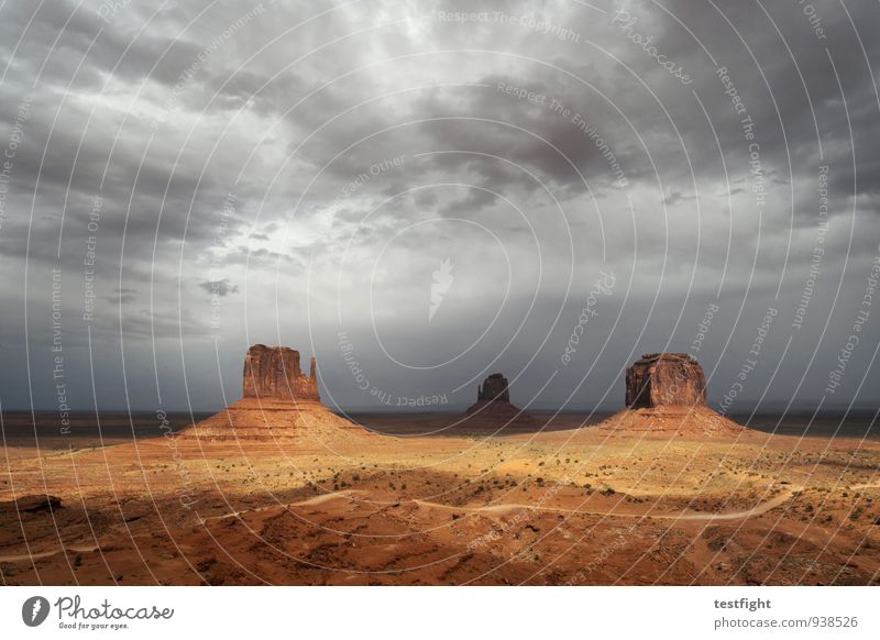 prospect Environment Nature Landscape Earth Sand Clouds Storm clouds Sun Climate Bad weather Monument Valley Gigantic Infinity Colour photo Exterior shot