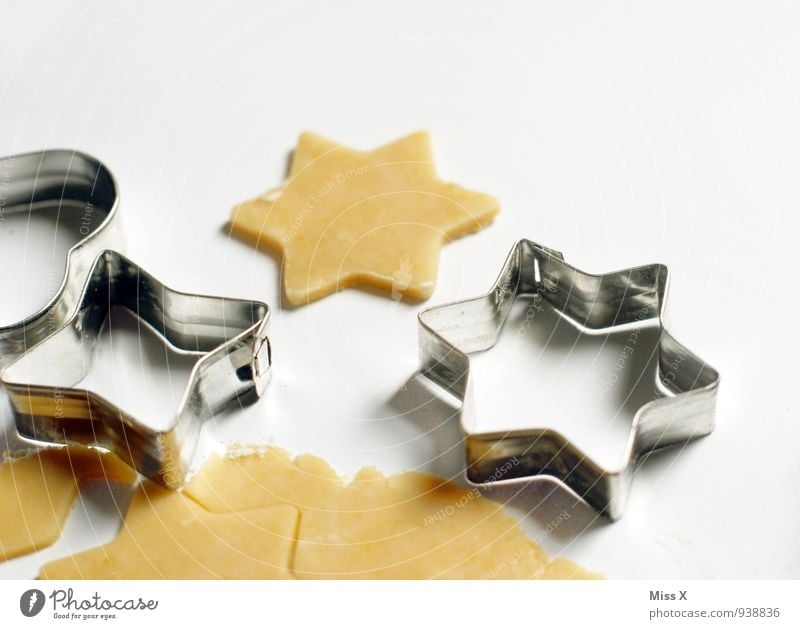 stars Food Dough Baked goods Nutrition Metal Delicious Sweet Cookie Star (Symbol) Pierce Colour photo Close-up Deserted Copy Space right Copy Space top