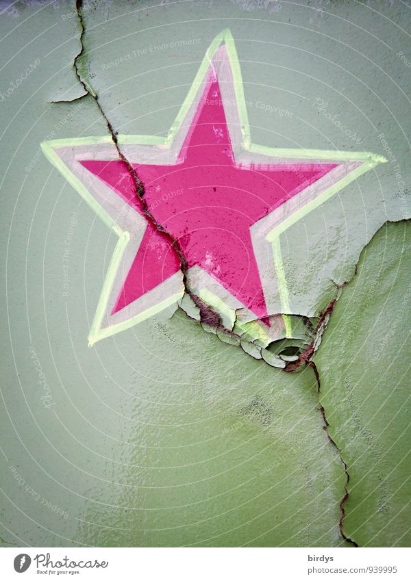 To the star it's a snuff Star (Symbol) Rust Sign Illuminate Authentic Uniqueness Green Pink Creativity Change Crack & Rip & Tear Decoration Painted Colour