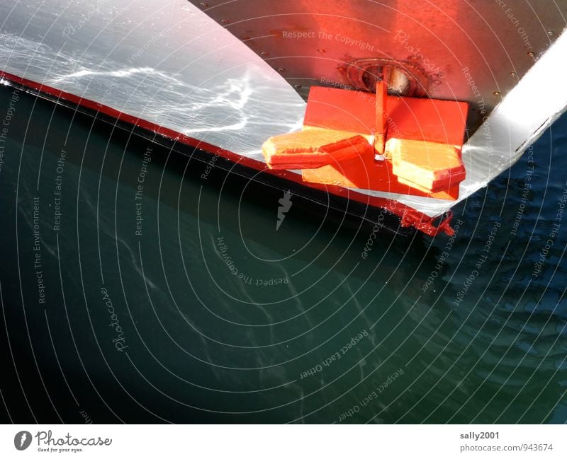 Brings colour into the sea... Navigation Harbour Anchor Watercraft Glittering Maritime Orange Red Contentment Illuminate Colour Bow Drop anchor Paintwork Safety