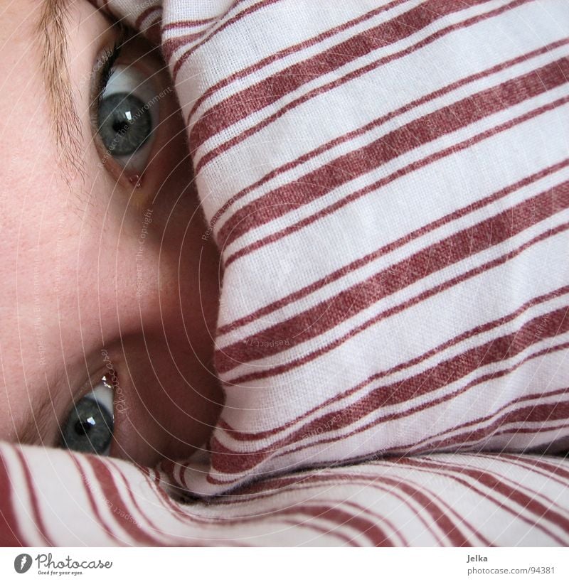 sleep in a veiled sleep Face Woman Adults Eyes Nose Stripe Blue Red White Duvet Cushion Forehead Eyebrow Striped sleeping Blanket Pillow eye Hide faces