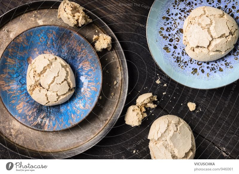 Meringue with cracks in old bowls Dessert Candy To have a coffee Bowl Style Design Kitchen Vintage cookies Gourmet meringue Cookie Crack & Rip & Tear Baiser