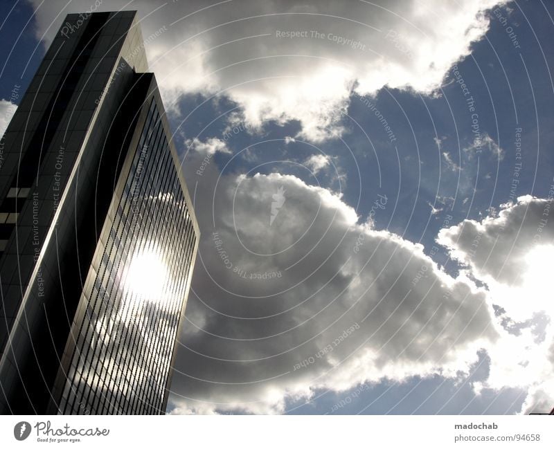 URBAN LEGEND Clouds Sky House (Residential Structure) High-rise Building Glittering Reflection Impressive Simple Work and employment Frankfurt Deities Heavenly