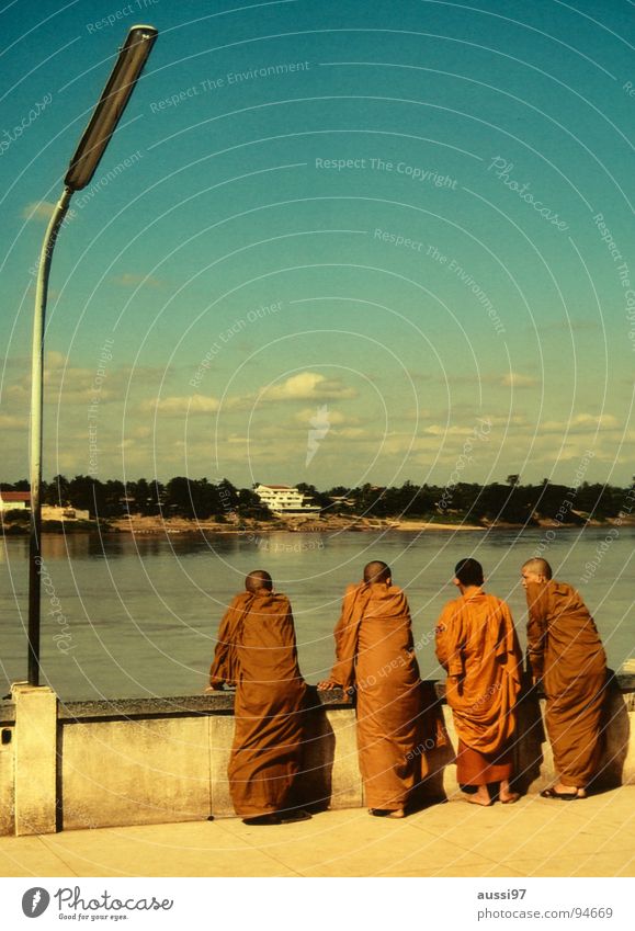 monk's whisper Monk Religion and faith Buddhism Thailand Asia Laos Myanmar Power Force Buddha Orange Mekong
