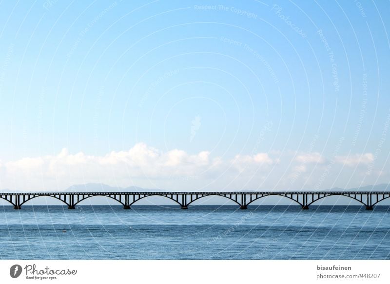 Walking over water Landscape Water Sky Clouds Horizon Summer Coast Bridge Manmade structures Architecture Loneliness Experience Calm Tourism Connection Ocean