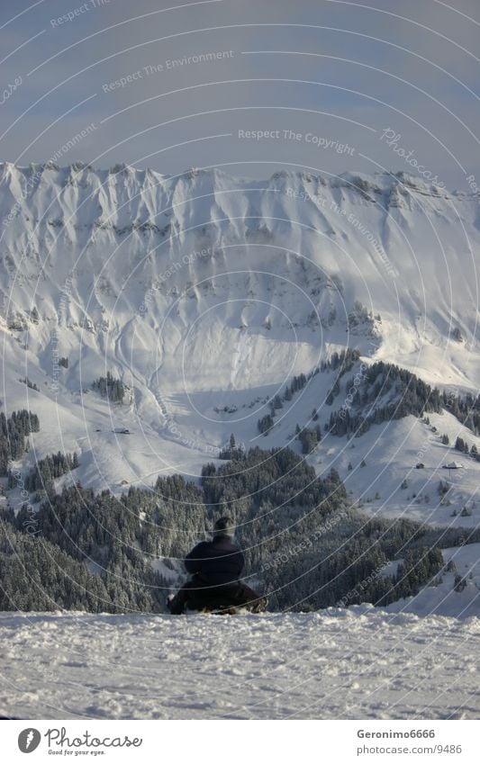 sleigh ride Sleigh Winter Switzerland Man Snow Joy Mountain