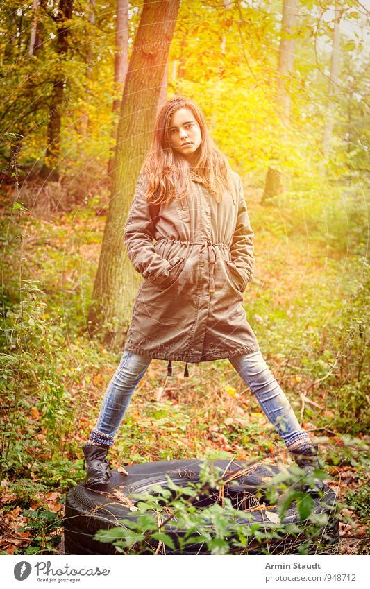 Autumn Forest Portrait Lifestyle Style Hiking Human being Feminine Woman Adults Youth (Young adults) 1 13 - 18 years Child Nature Beautiful weather Brunette