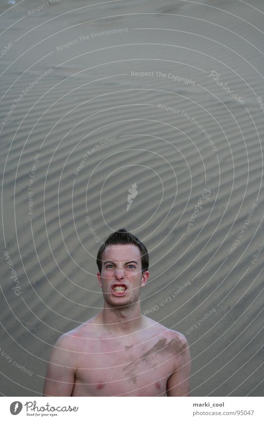 Angry Man Gran Canaria Upper body Homosexual Desert Beach dune me self-protraction Sand Skin boy