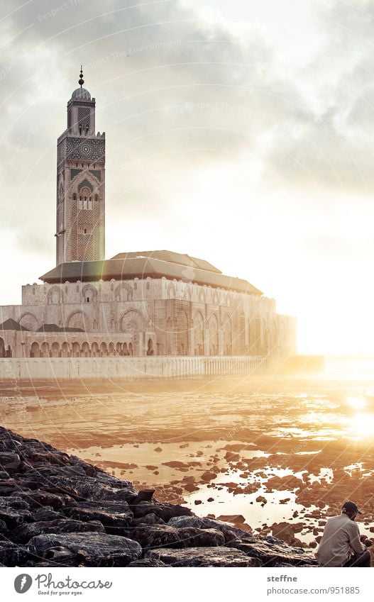 Around the World: Casablanca Religion and faith Islam Morocco Mosque Sunset Spirituality Copy Space top