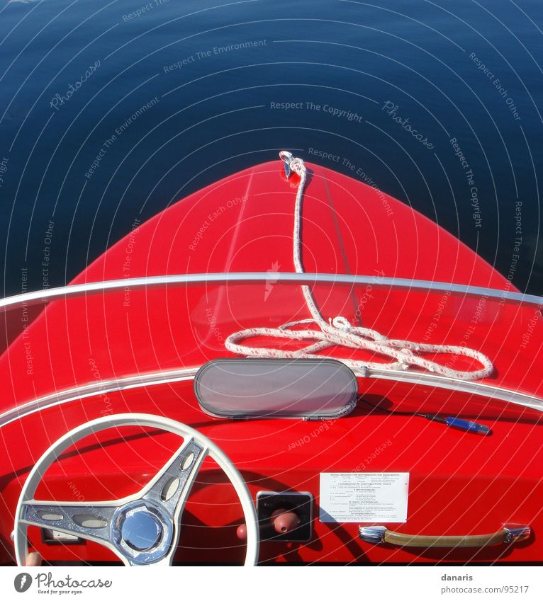 I have a bright red ...boat... Watercraft Red Lake Dinghy Blue-red Relaxation Driving Aquatics electric boat Motor barge