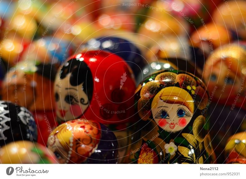 I'm the one... Toys Doll Exotic Glittering Happy Retro Round Multicoloured Matryoshka Russian Eastern Europe Wood Wooden doll Tin Blur decoration Colour photo