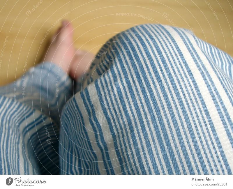 Breakfast (socks forgotten!!!) Pyjama Wood Sleep Stripe Toes Laminate Bedroom Woman Household Feet Floor covering Sit Cotton no socks Barefoot