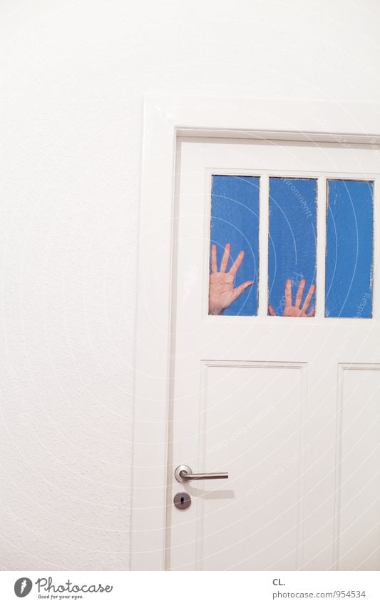 keep door closed Living or residing Flat (apartment) Room Human being Hand Fingers 1 Wall (barrier) Wall (building) Window Door Doorknob Threat Creepy Funny