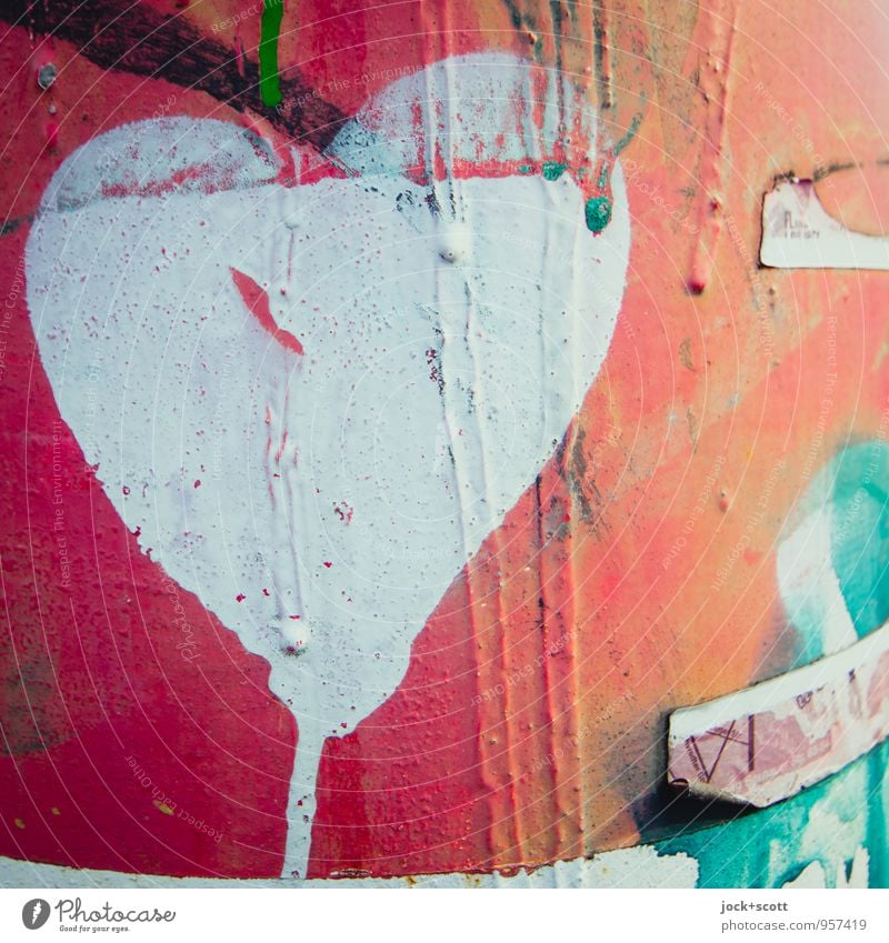 Heart (painted heart on metal) Subculture Street art Metal Graffiti Dirty Uniqueness Near Red Passion Love Infatuation Creativity Transience Layer of paint