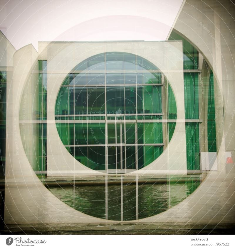 M-E-L-H in the government district Architecture Spree Downtown Berlin Building Window Tourist Attraction Concrete Circle Square Famousness Large Modern Green