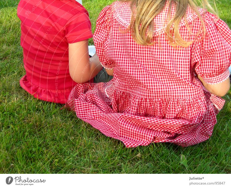 typical girl Child Girl 2 Pink Red Dress Meadow Together Think Summer Toddler Sit