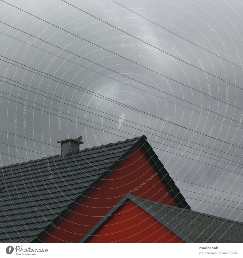ROTHAUS House (Residential Structure) Sky Clouds Bad weather Red Roof Building Simple Aspire Graphic Square Roofing tile Detached house Indifference