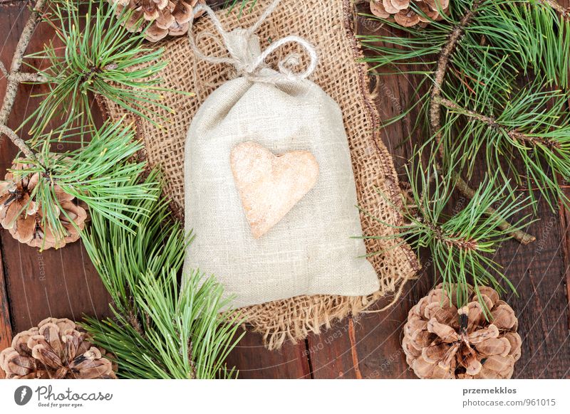 Christmas gift Lifestyle Decoration Ornament Heart Authentic Uniqueness Natural Green Culture Tradition burlap December Gift Home-made Horizontal