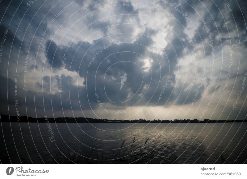 Clouds over the Eckernförder Noor Nature Landscape Water Sky Sunrise Sunset Sunlight Autumn Lake Threat Dark Cold Emotions Moody Trust Safety (feeling of)