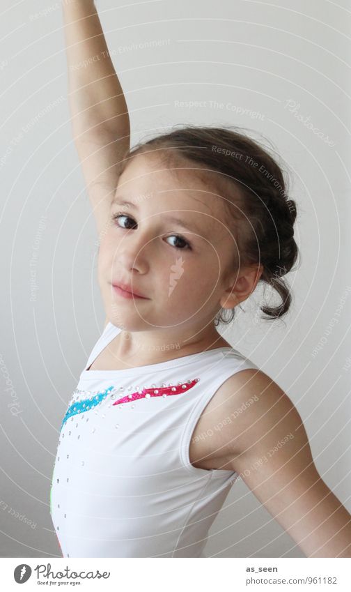 pose Harmonious Sports Gymnastics competitive gymnastics Sporting event Parenting Child Schoolchild Girl Infancy Life Body 1 Human being 3 - 8 years Dance
